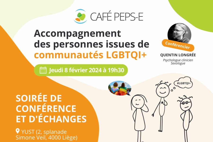 Café Peps-E : Soirée de conférence et d'échanges sur l'accompagnement des personnes issues de communautés LGBTQI+, le 8 février 2024 à Liège