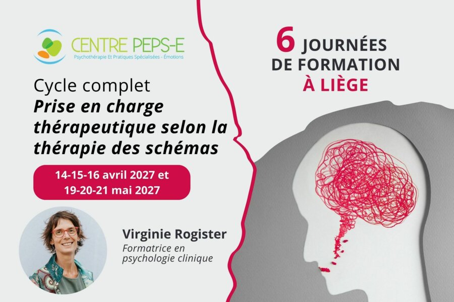 6 journées de formation (Liège) - PRISE EN CHARGE THÉRAPEUTIQUE SELON LA THÉRAPIE DES SCHÉMAS - les 14, 15, 16 avril 2027 et les 19, 20, 21 mai 2027