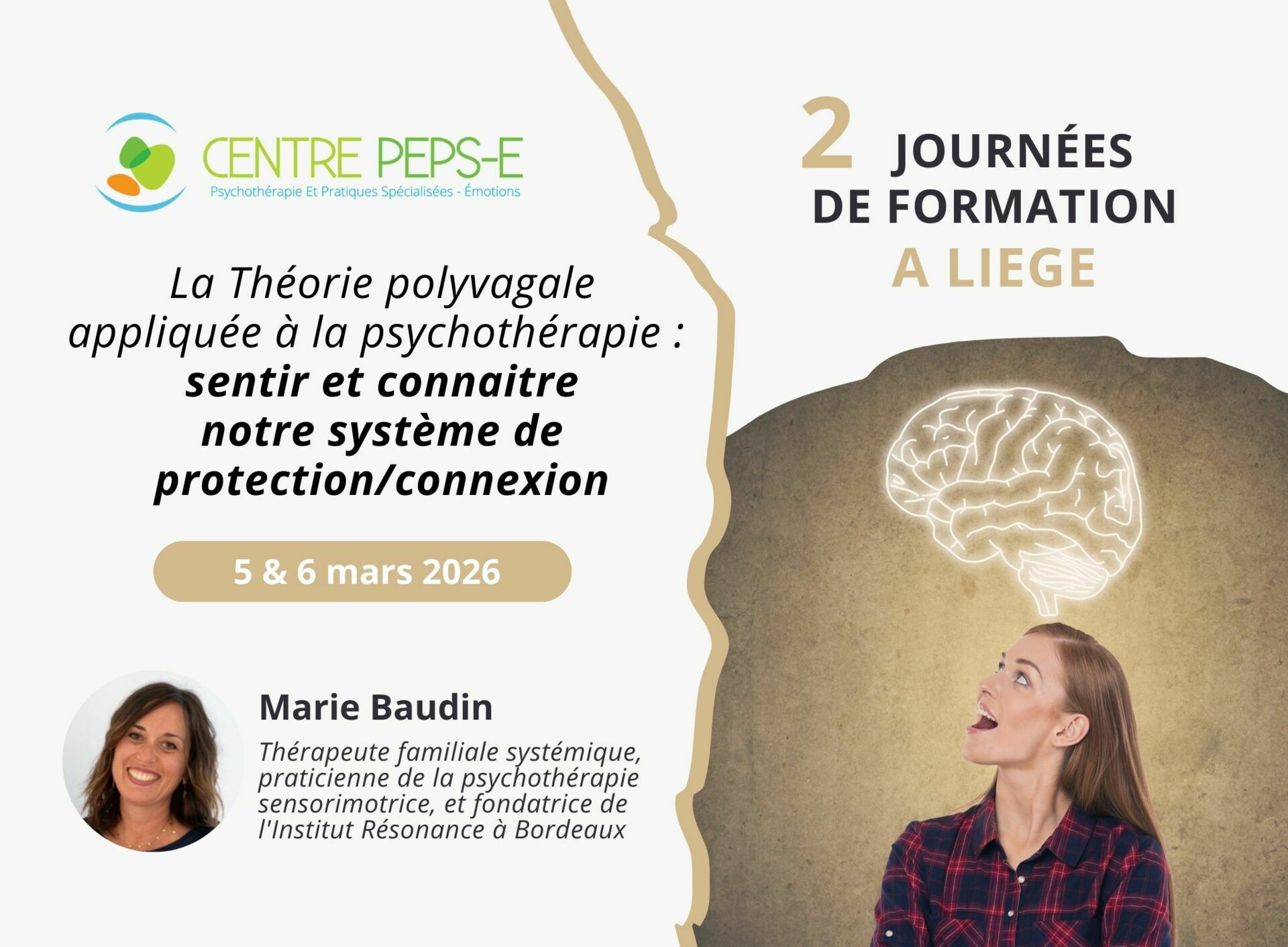 2 JOURNÉES DE FORMATION À LIÈGE - La Théorie polyvagale appliquée à la psychothérapie : sentir et connaitre notre système de protection/connexion - 5 et 6 mars 2026