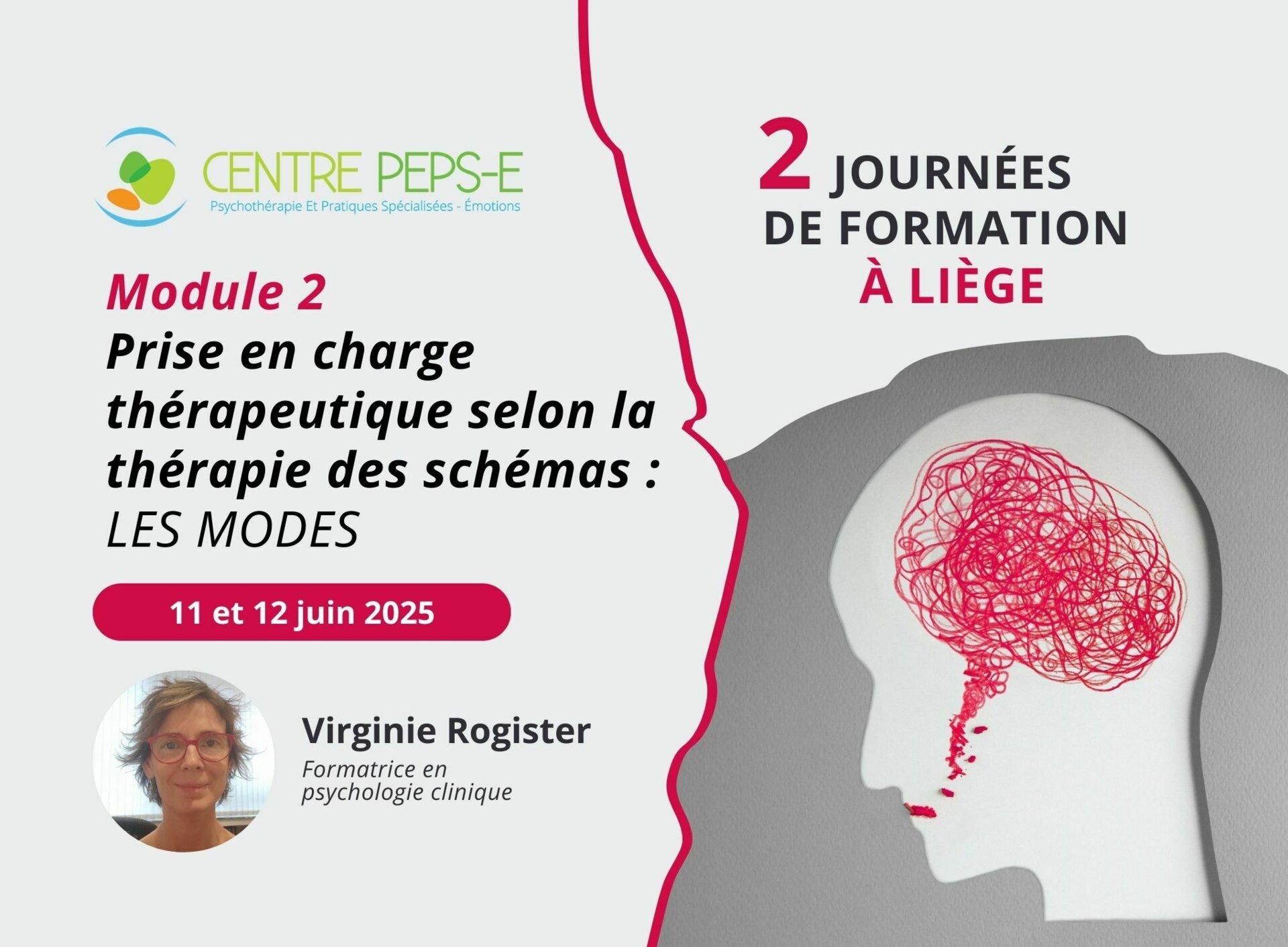 2 journées de formation (Liège) - Module 2 : PRISE EN CHARGE THÉRAPEUTIQUE SELON LA THÉRAPIE DES SCHÉMAS : LES MODES - 11 et 12 juin 2025