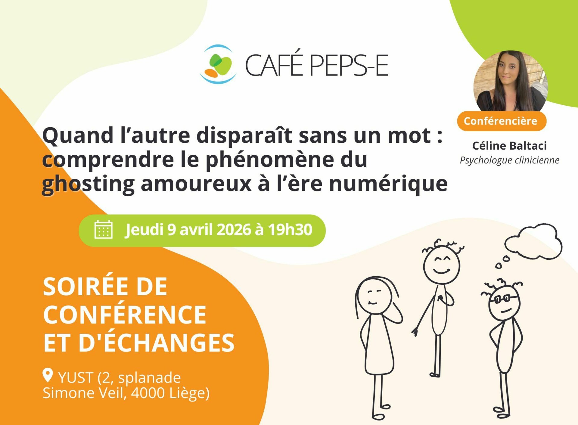 Café PEPS-E - Soirée de conférence et d'échanges : Quand l’autre disparaît sans un mot : comprendre le phénomène du ghosting amoureux à l’ère numérique.