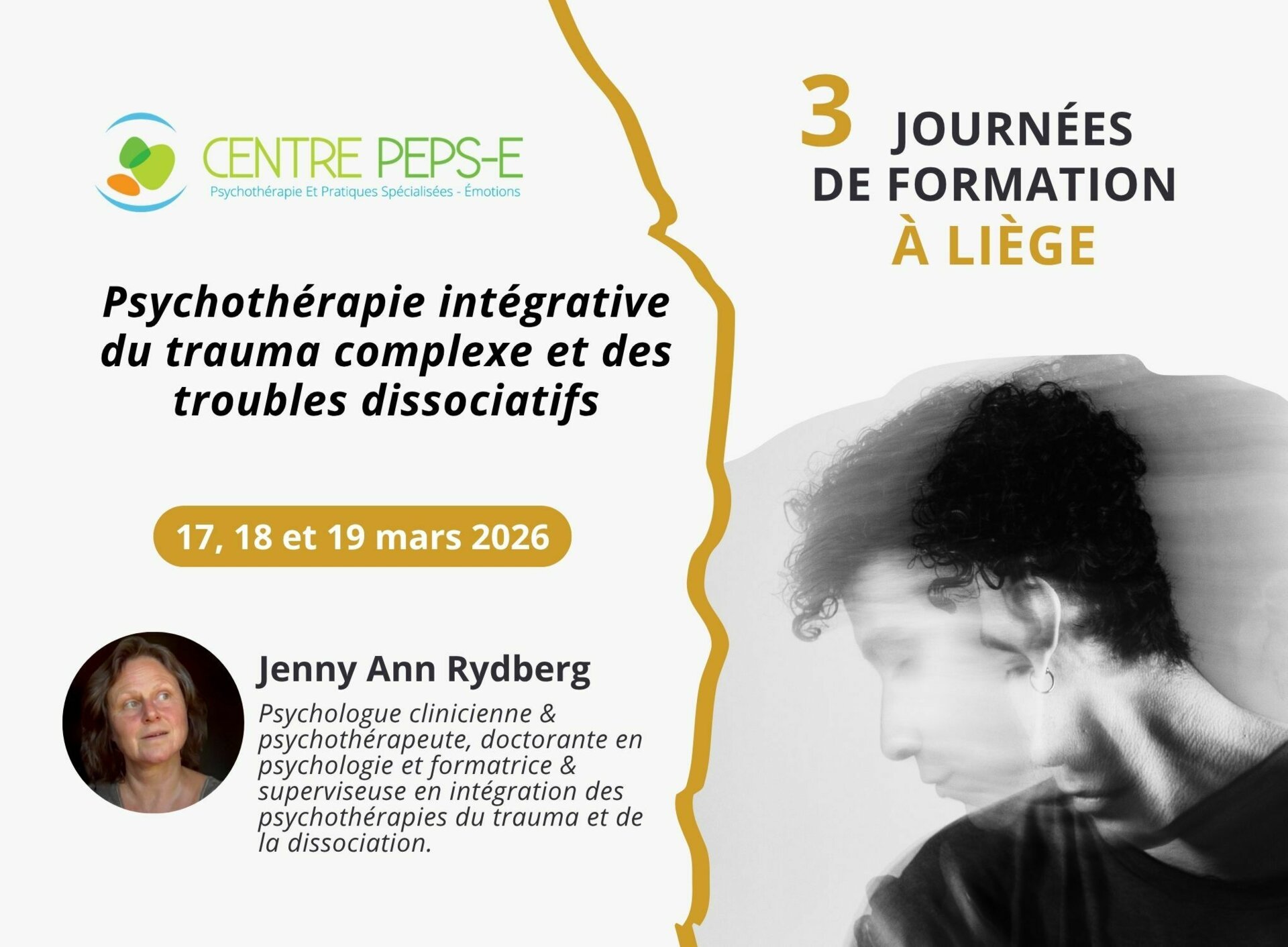3 JOURNÉES DE FORMATION A LIÈGE - Psychothérapie intégrative du trauma complexe et des troubles dissociatifs - 17, 18 et 19 mars 2026