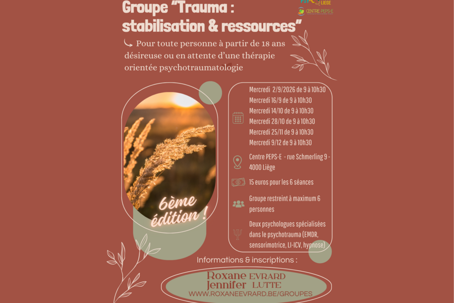 6ème édition - Groupe de stabilisation autour du psychotrauma