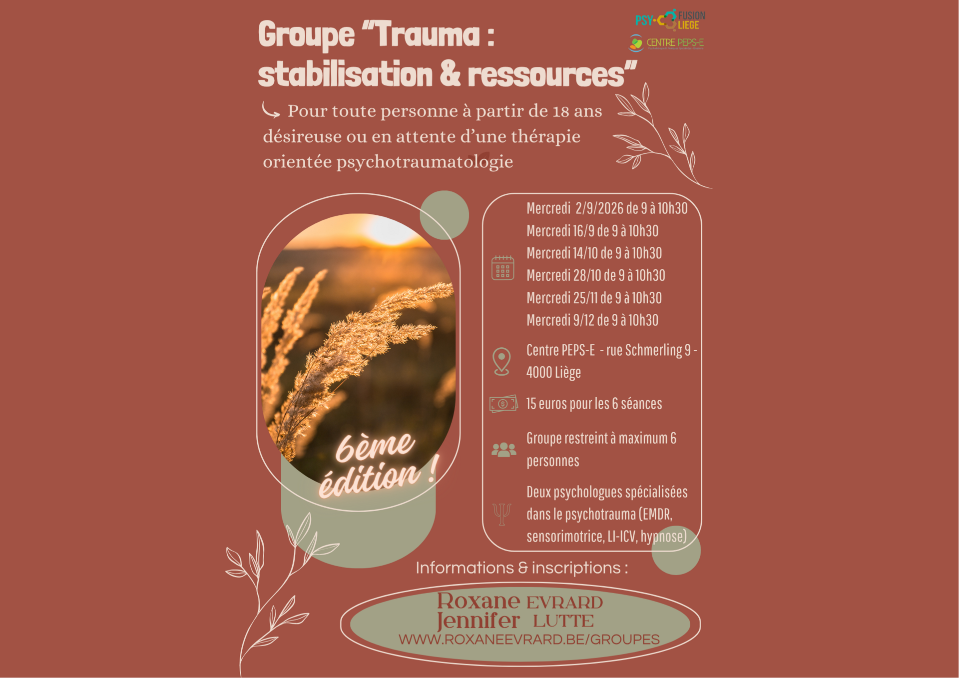 6ème édition - Groupe de stabilisation autour du psychotrauma