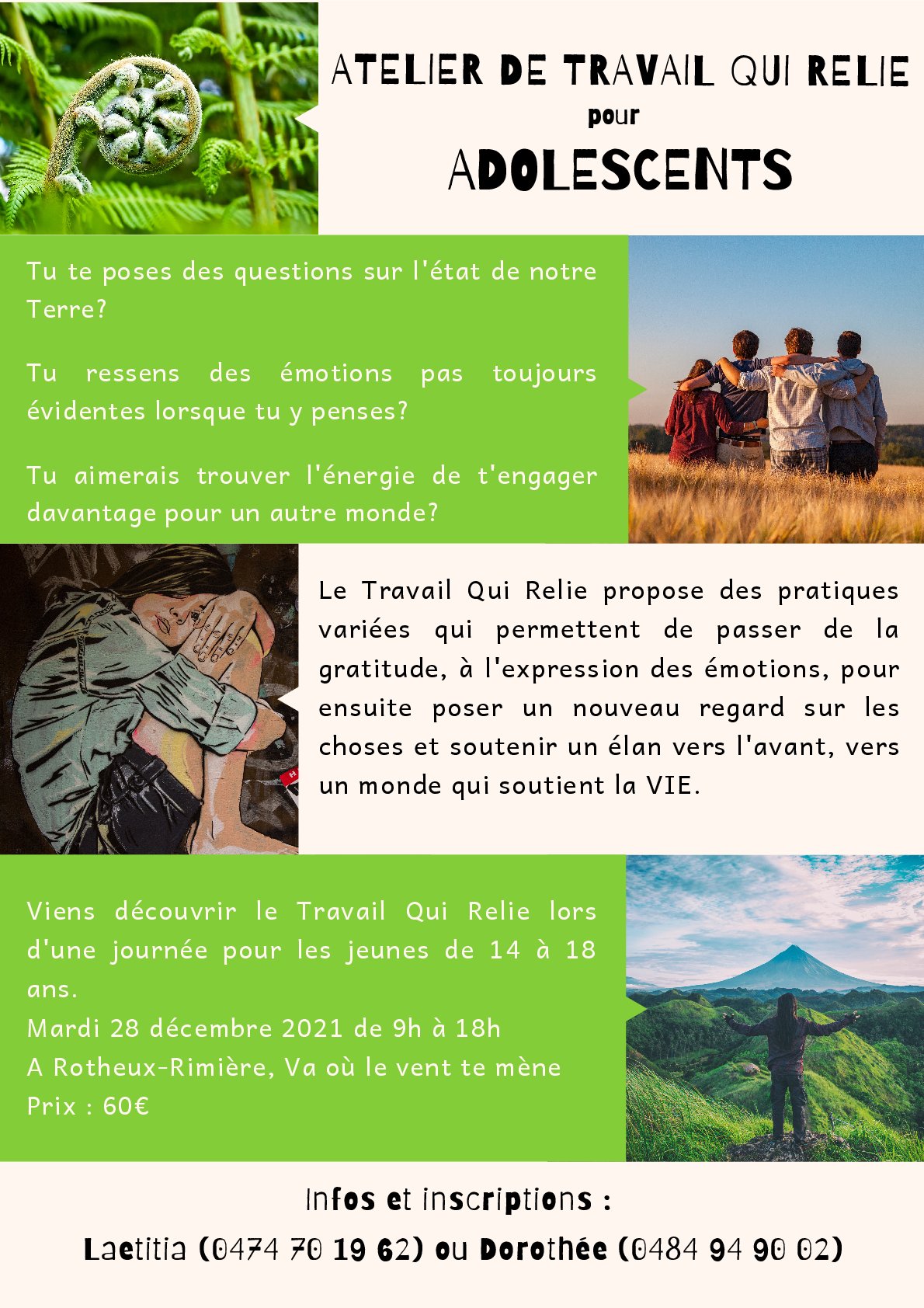 Atelier d'un jour pour ADOS le 28/12/21