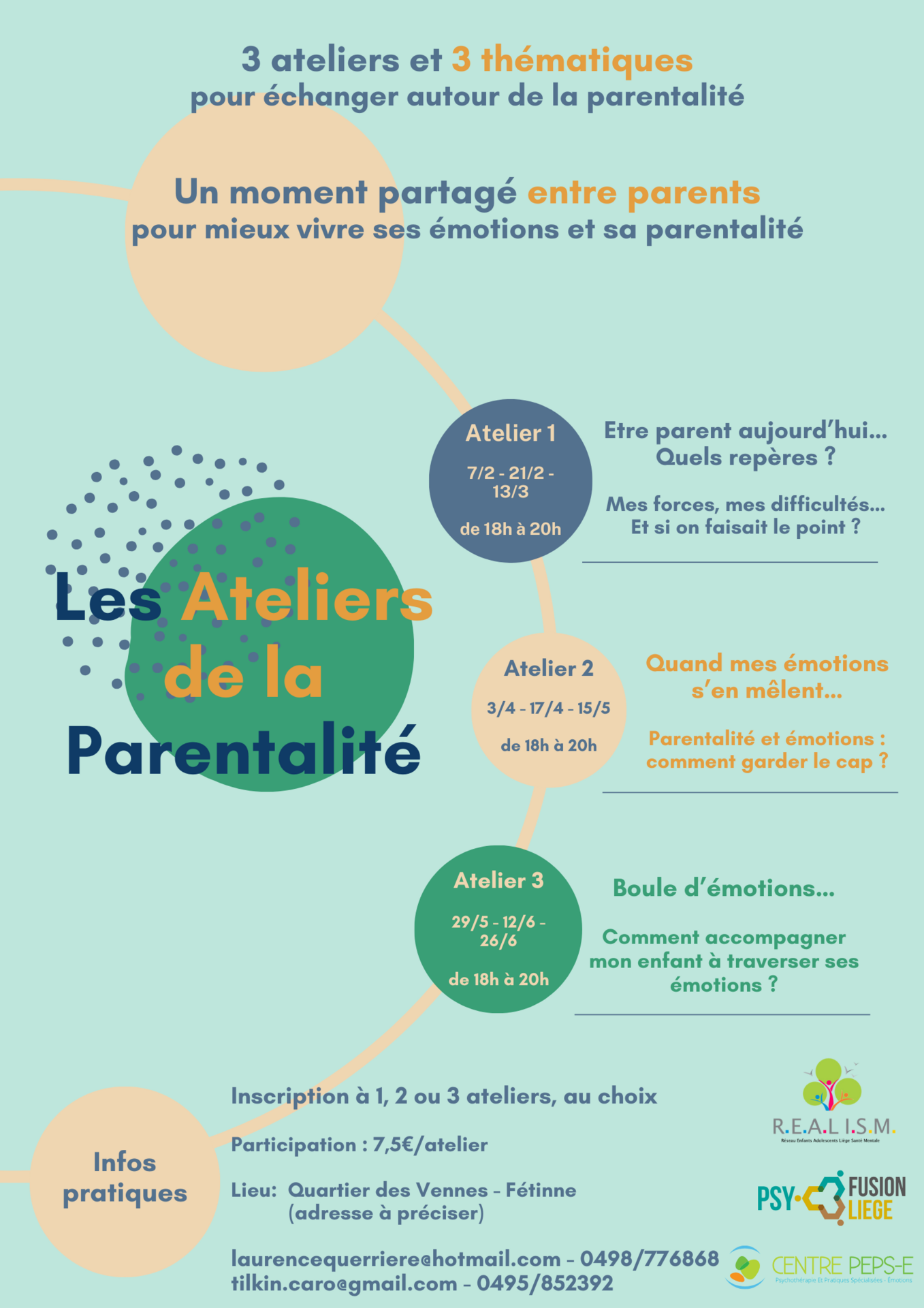 Les ateliers de la parentalité : 3 ateliers du 7 février au 26 juin 2024