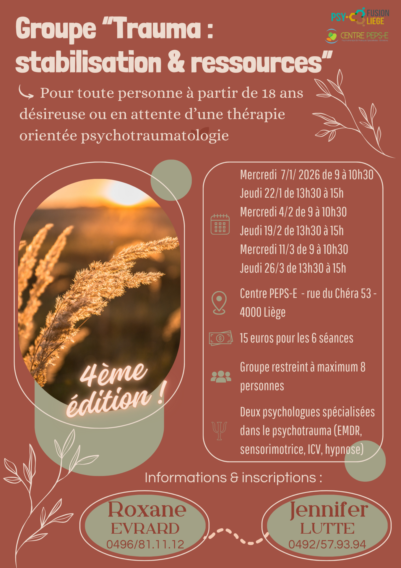 Groupe de stabilisation autour du psychotrauma - 4ème édition - à partir de janvier 2026